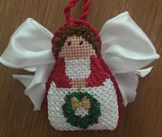 SI165-14 Red Angel with Green Wreath