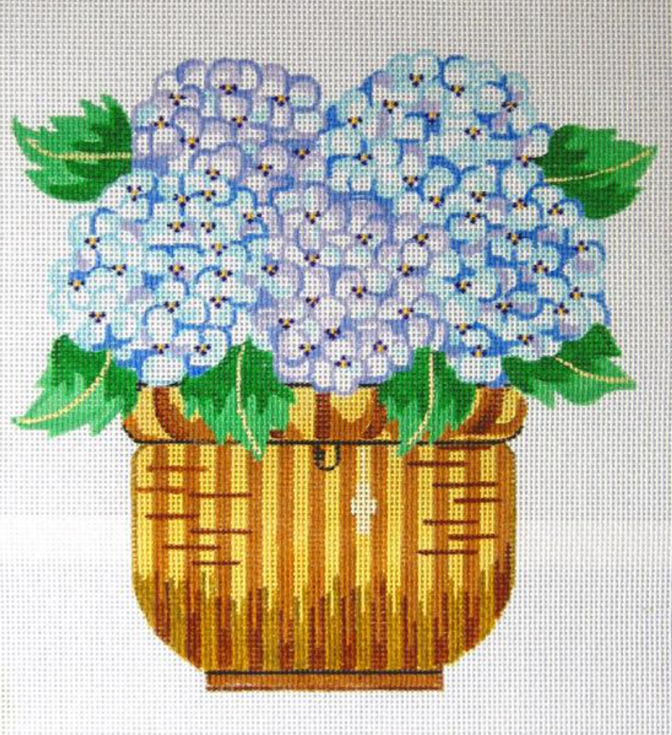 158 Nantucket Basket with Hydrangeas