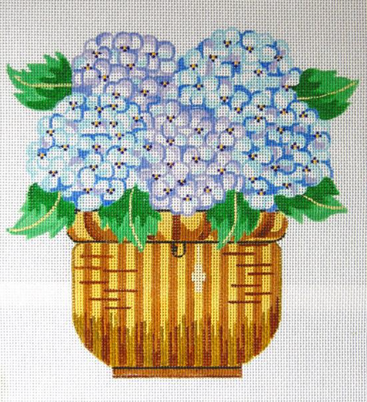 158 Nantucket Basket with Hydrangeas