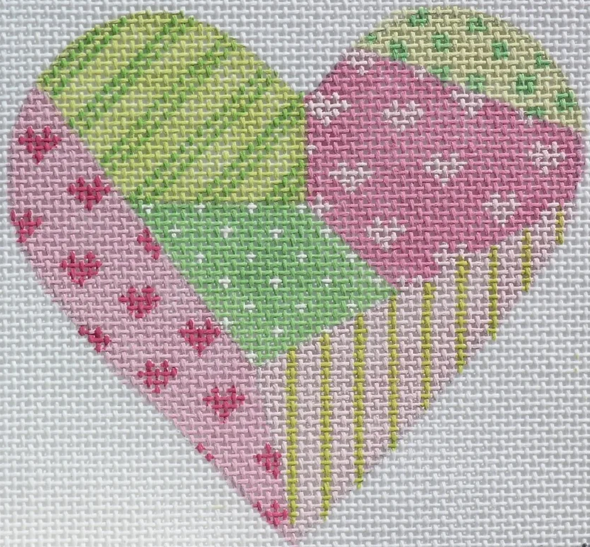 OM-07 Pink and Green Patchwork Heart