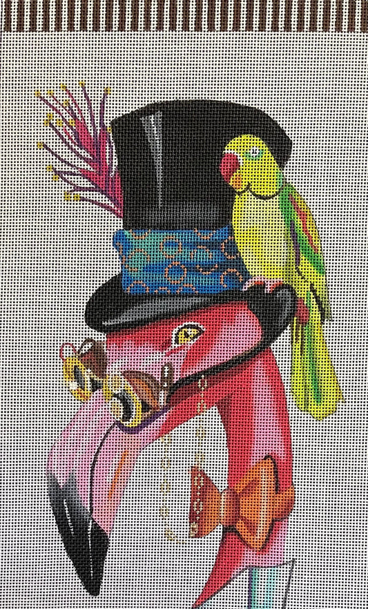 AN355 Flamingo With Green Parrot