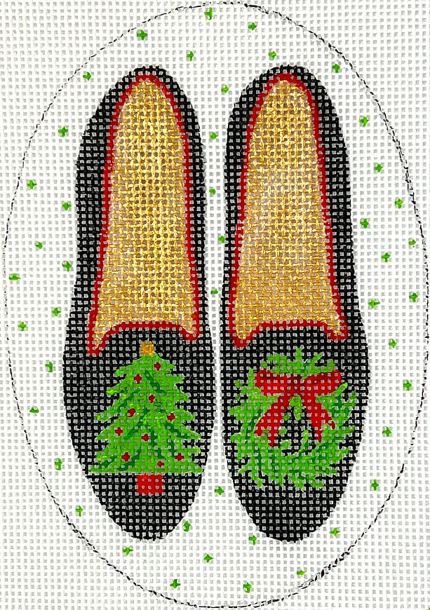 XM-181 Black Velvet Shoes With Tree & Wreath