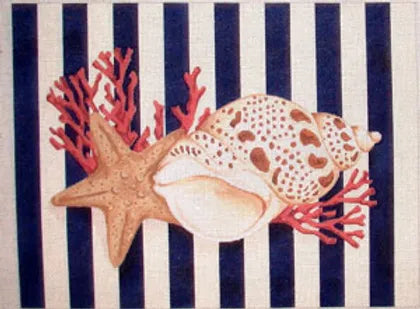 D0717 Shell and Starfish on Stripes