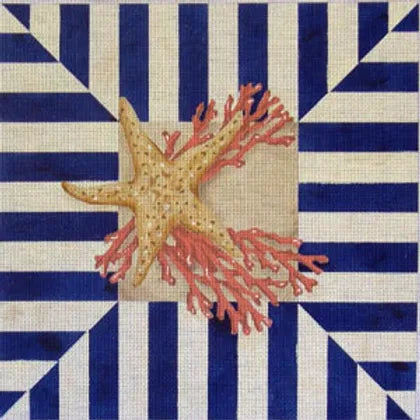 D0719 Starfish and Coral on Stripes
