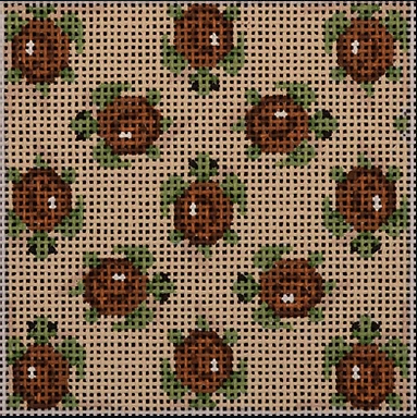 Two Sisters needlepoint canvas of sea turtles sized for self-finishing boxes (insert)