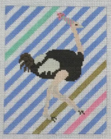 KCD1237 Party Ostrich on Stripes