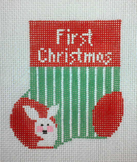 CM627 Baby's First Christmas Mini Sock - Red and Green